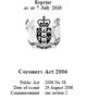 Coroners’ Act 2006 No 38 